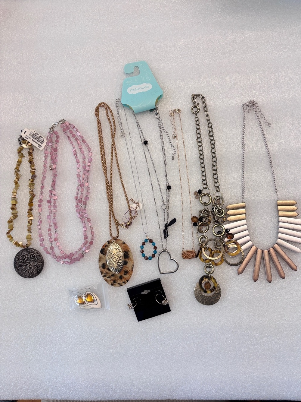 Assorted Metallic Women's Necklaces and Earrings Bundle - Fashion Jewelry Set